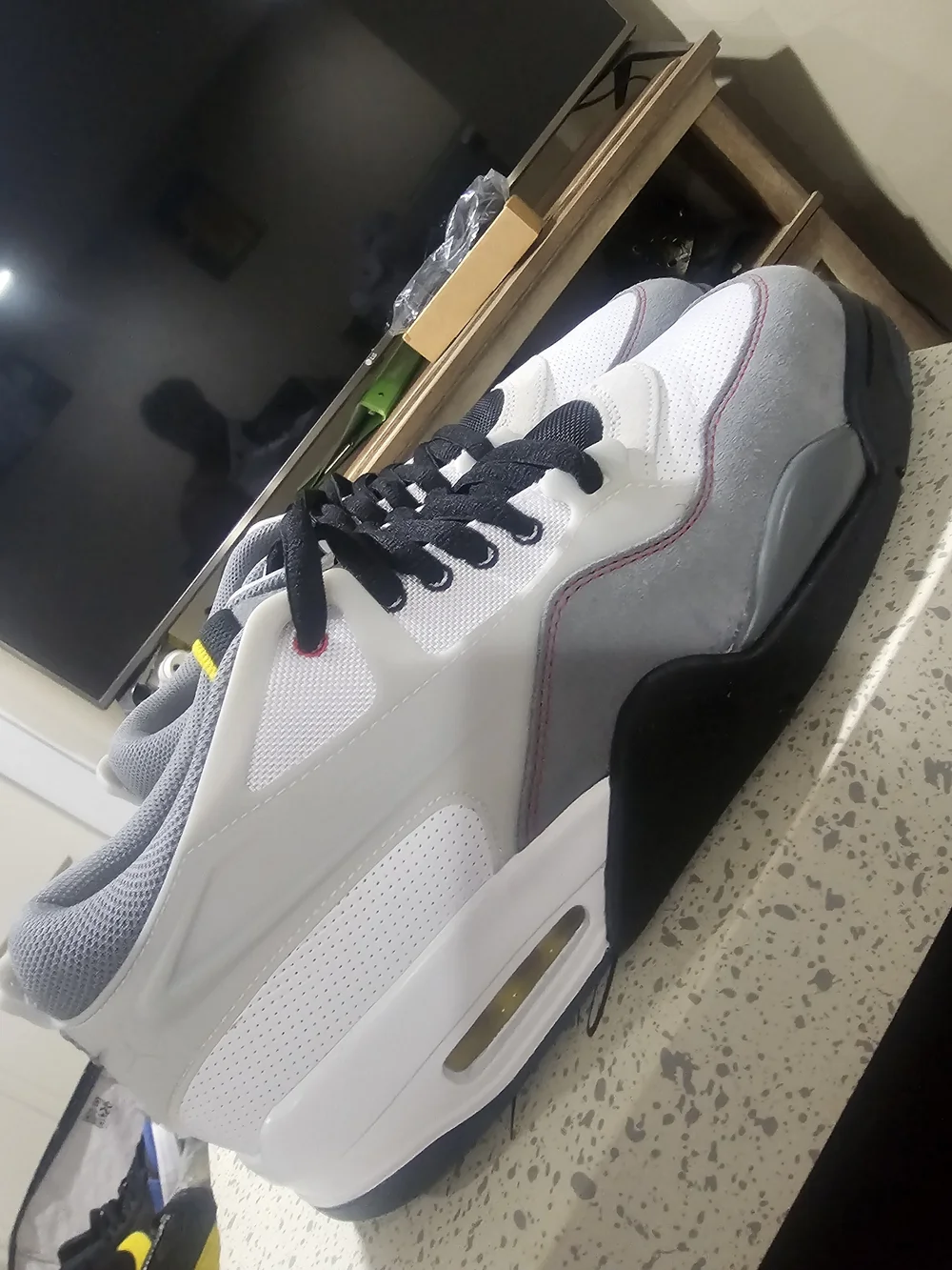 Men's White and Gray Athletic Sneakers